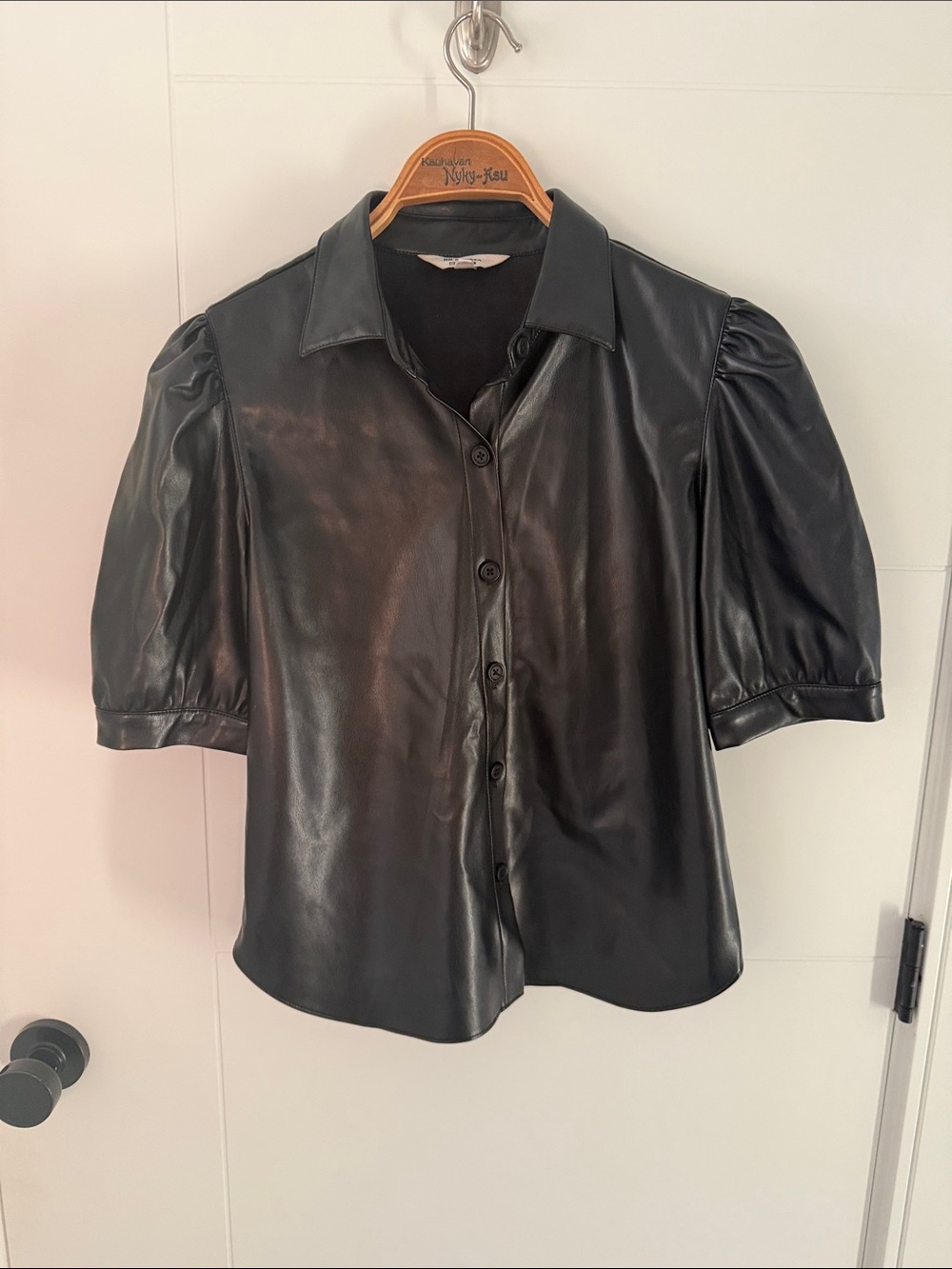 BB Dakota Black Faux Leather Button-Up Jacket